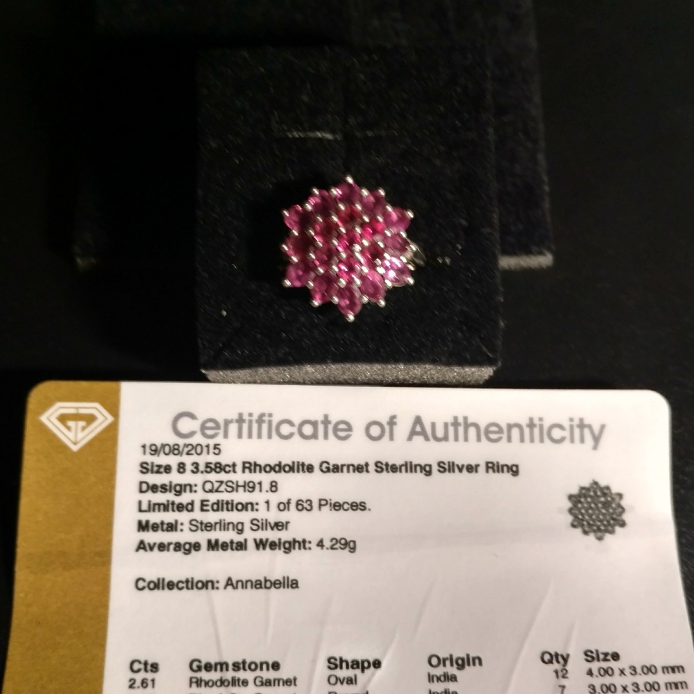 3.58 ct Rhodolite Garnet sterling silver ring